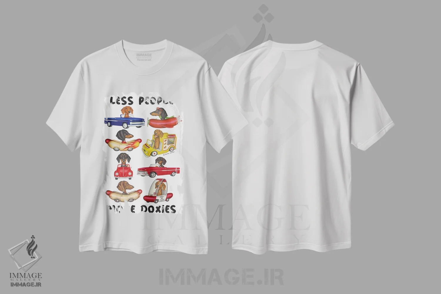تیشرت سفید طرح دار هشت داشهوند در وسایل نقلیه، هنر دیجیتال اثر دنی گوردون | immage.ir