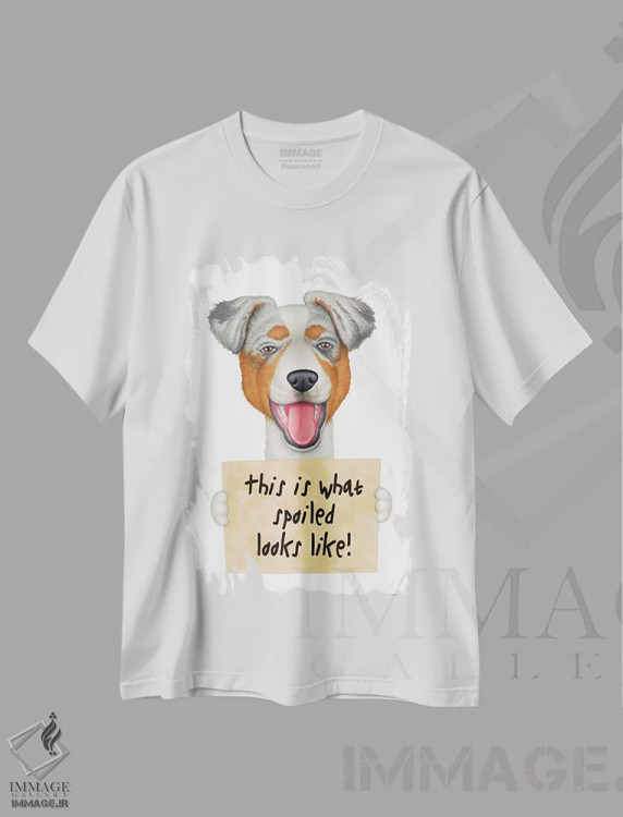 تیشرت سفید طرح دار شیپرد استرالیایی، تزئینی اثر دنی گوردون | immage.ir