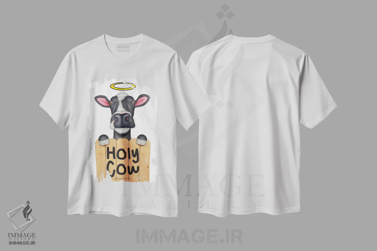 تیشرت سفید طرح دار گاو مقدس، هنر دیجیتال اثر دنی گوردون | immage.ir