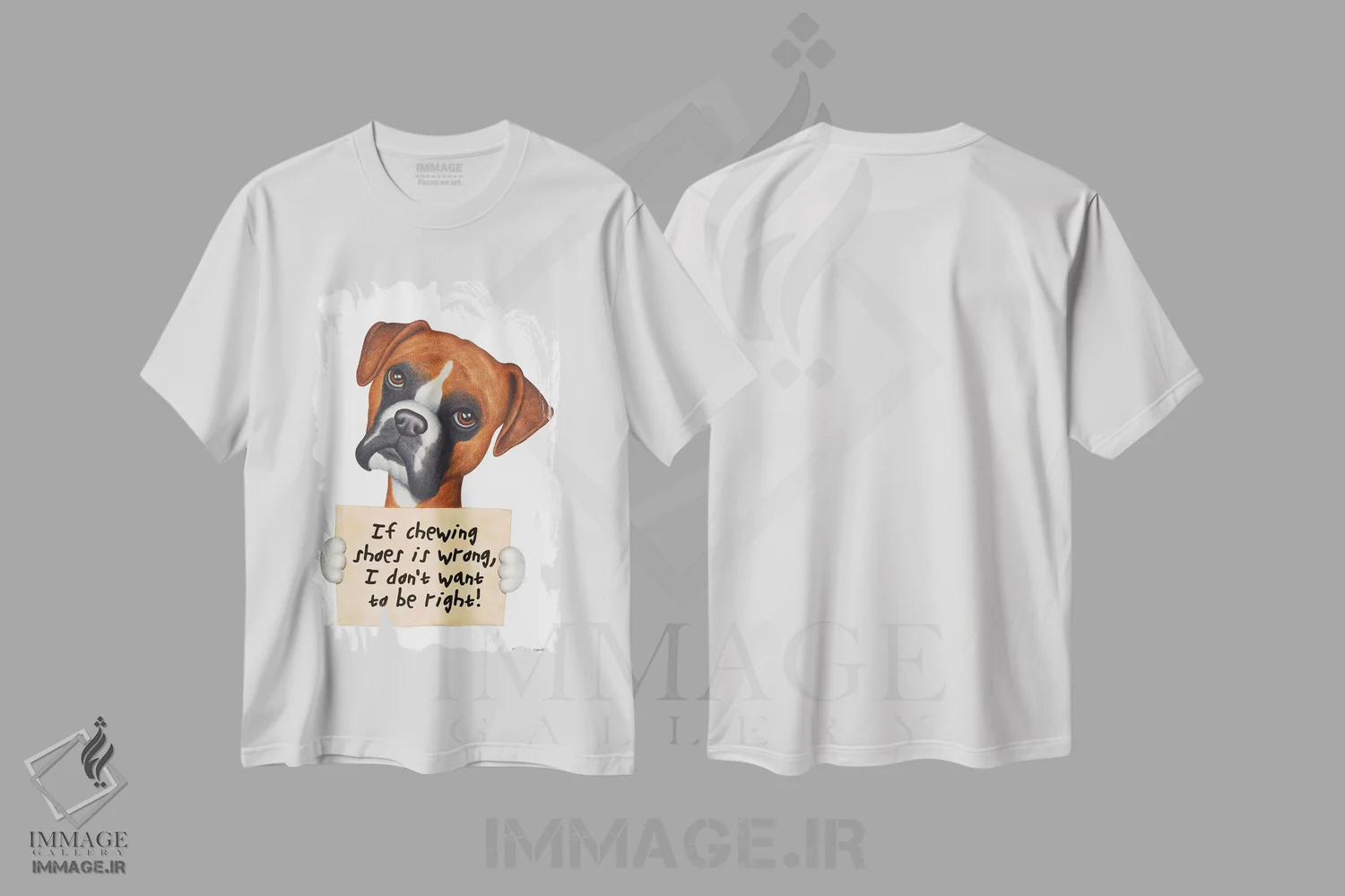 تیشرت سفید طرح دار باکسر: نمی خواهم حق با من باشد، تزئینی اثر دنی گوردون | فروشگاه ایماژ
