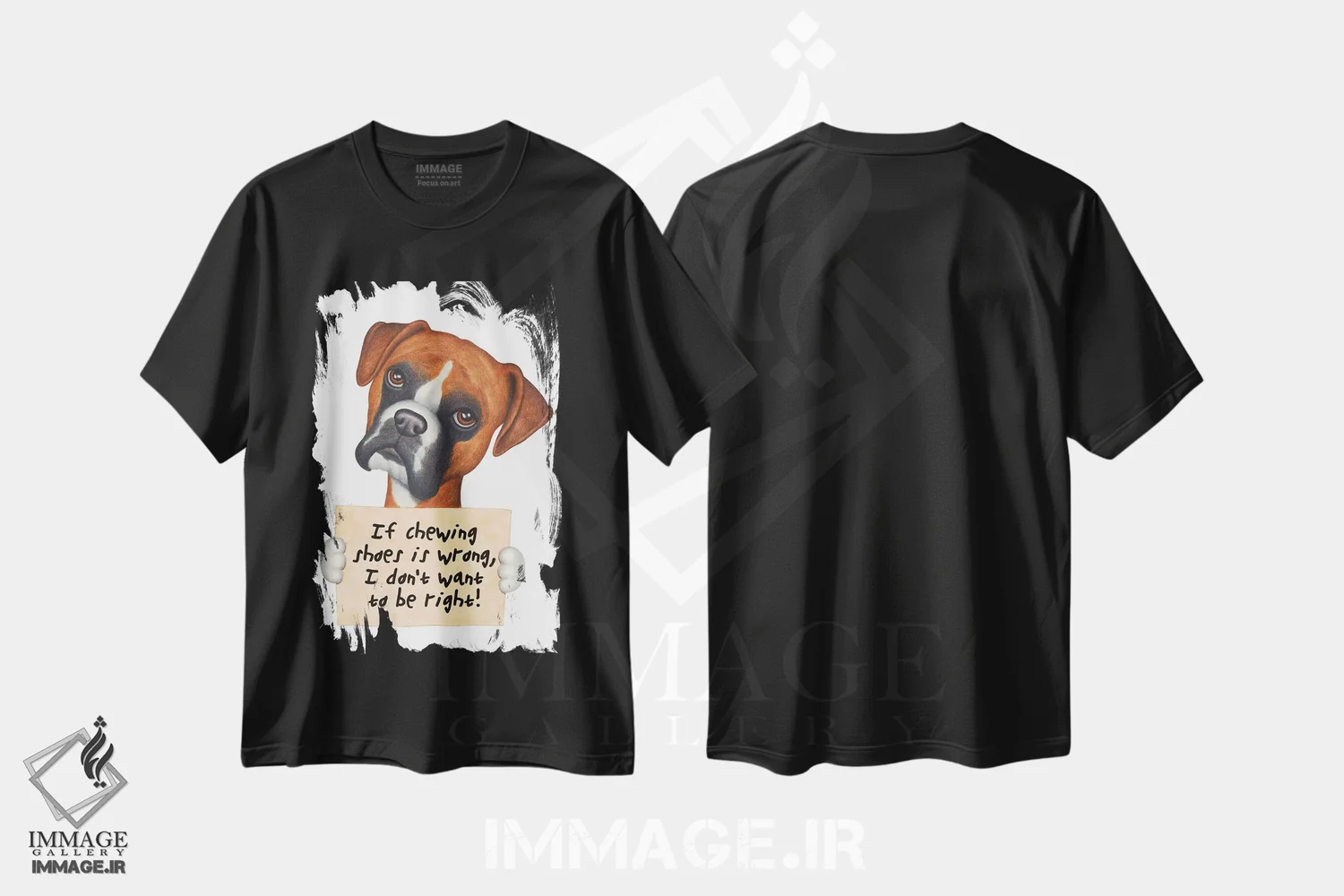 تیشرت مشکی طرح دار باکسر: نمی خواهم حق با من باشد، تزئینی اثر دنی گوردون | immage.ir