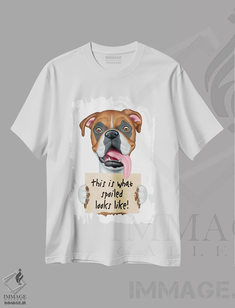 تیشرت سفید طرح دار باکسر قیافه لوس شده، تزئینی اثر دنی گوردون | فروشگاه ایماژ