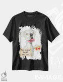 تیشرت مشکی طرح دار باکسر قیافه لوس شده با پیتزا، تزئینی اثر دنی گوردون | فروشگاه ایماژ