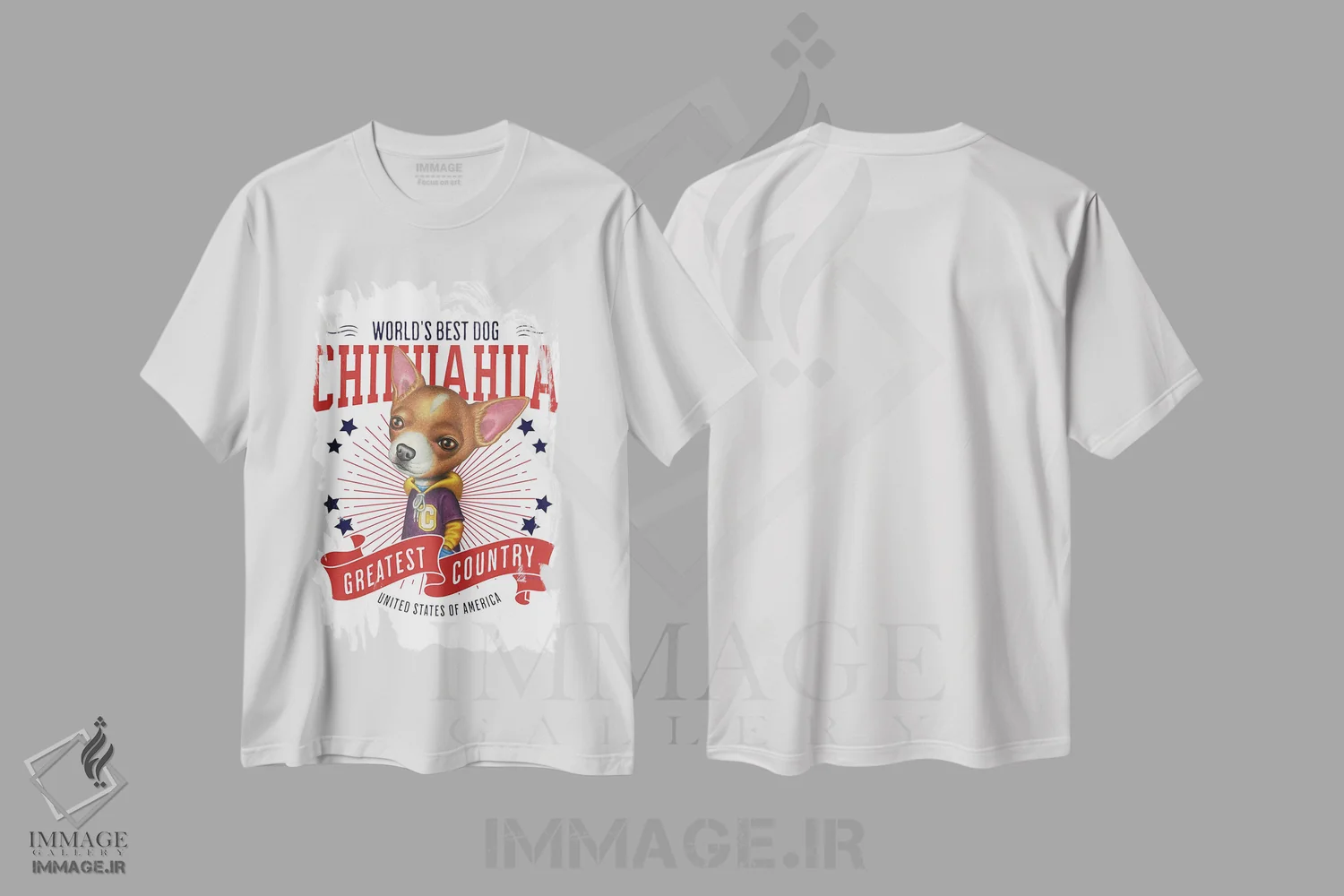 تیشرت سفید طرح دار چی هواهوا با هودی آمریکا، هنر دیجیتال اثر دنی گوردون | فروشگاه ایماژ