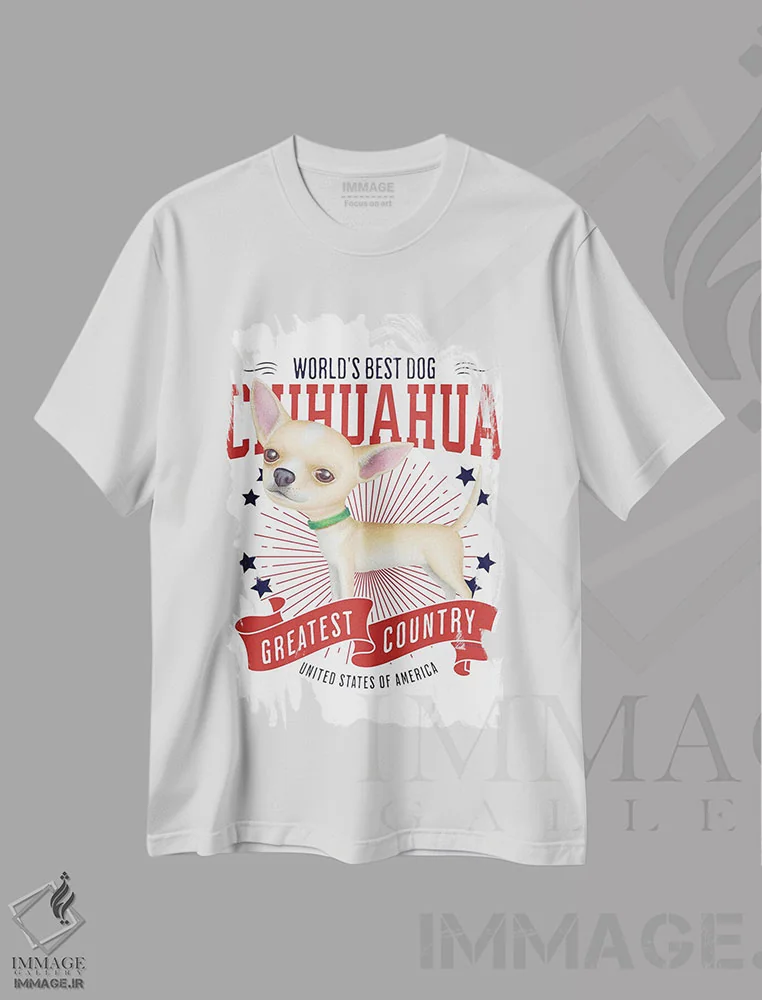 تیشرت سفید طرح دار چی هواهوا طلایی آمریکا، هنر دیجیتال اثر دنی گوردون | فروشگاه ایماژ