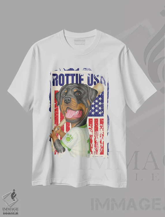 تیشرت سفید طرح دار روت وایлер بیسبال آمریکا با پرچم، هنر دیجیتال اثر دنی گوردون | immage.ir