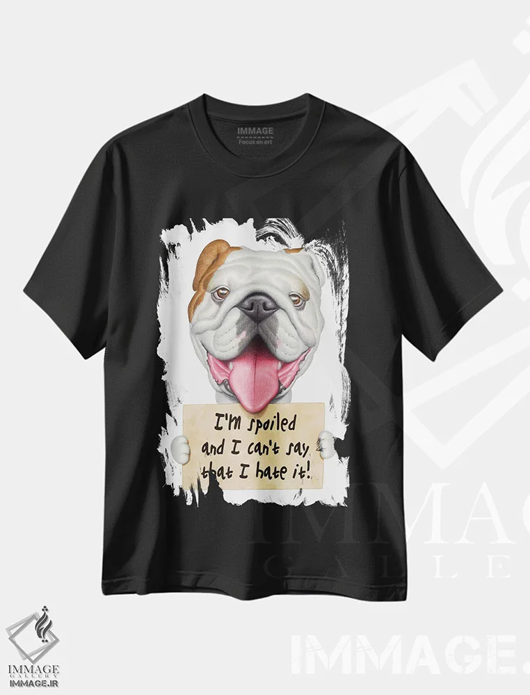 تیشرت مشکی طرح دار بولداگ، تزئینی اثر دنی گوردون | فروشگاه ایماژ