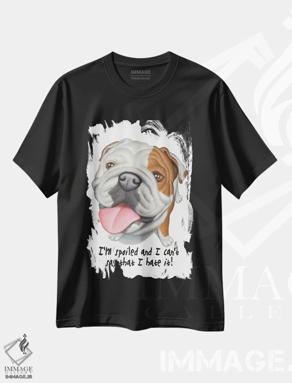 تیشرت مشکی طرح دار بولداگ با تابلو، تزئینی اثر دنی گوردون | فروشگاه ایماژ