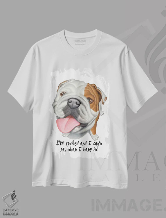تیشرت سفید طرح دار بولداگ با تابلو، تزئینی اثر دنی گوردون | immage.ir