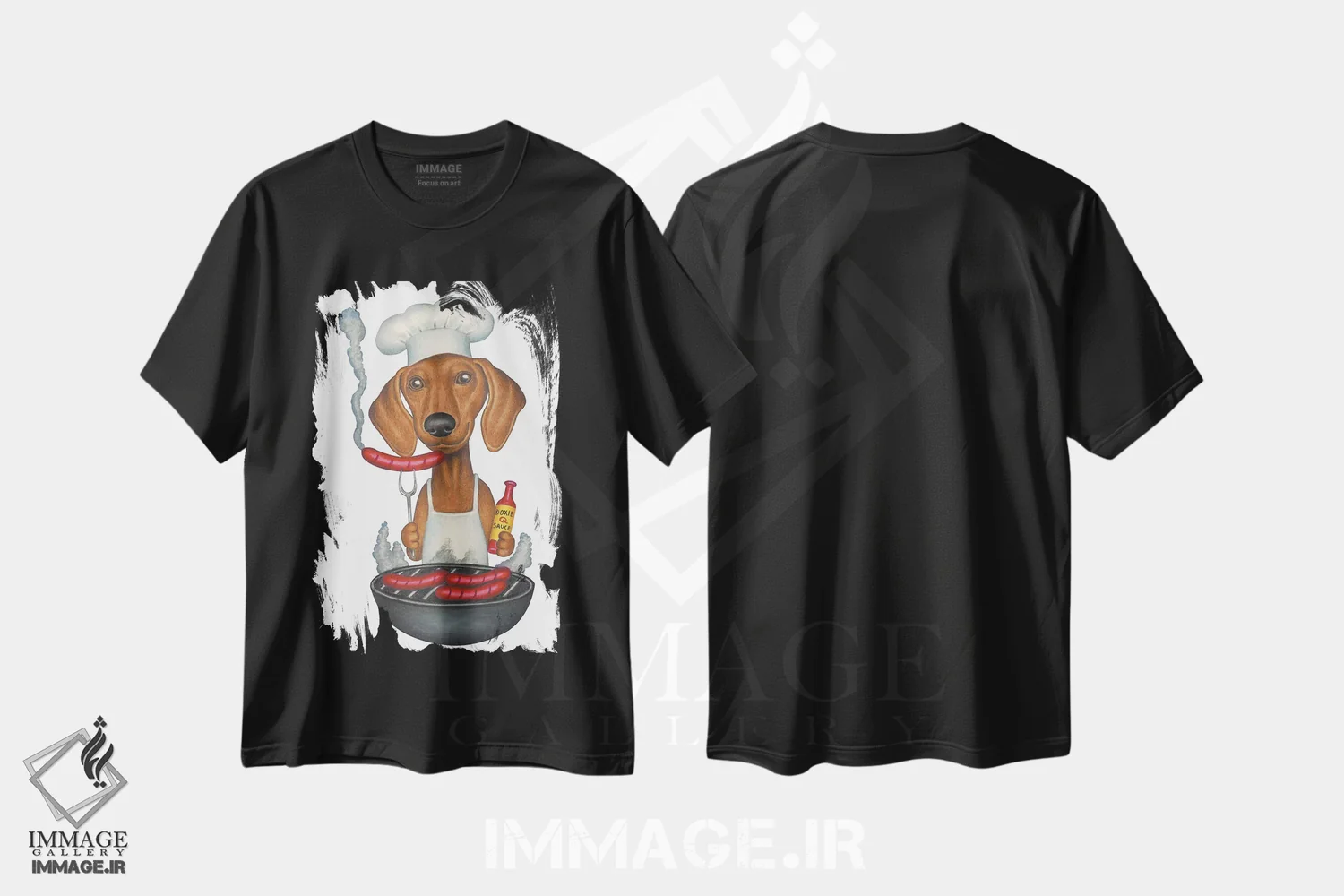 تیشرت مشکی طرح دار داشهوند در حال کباب پزی، تزئینی اثر دنی گوردون | immage.ir