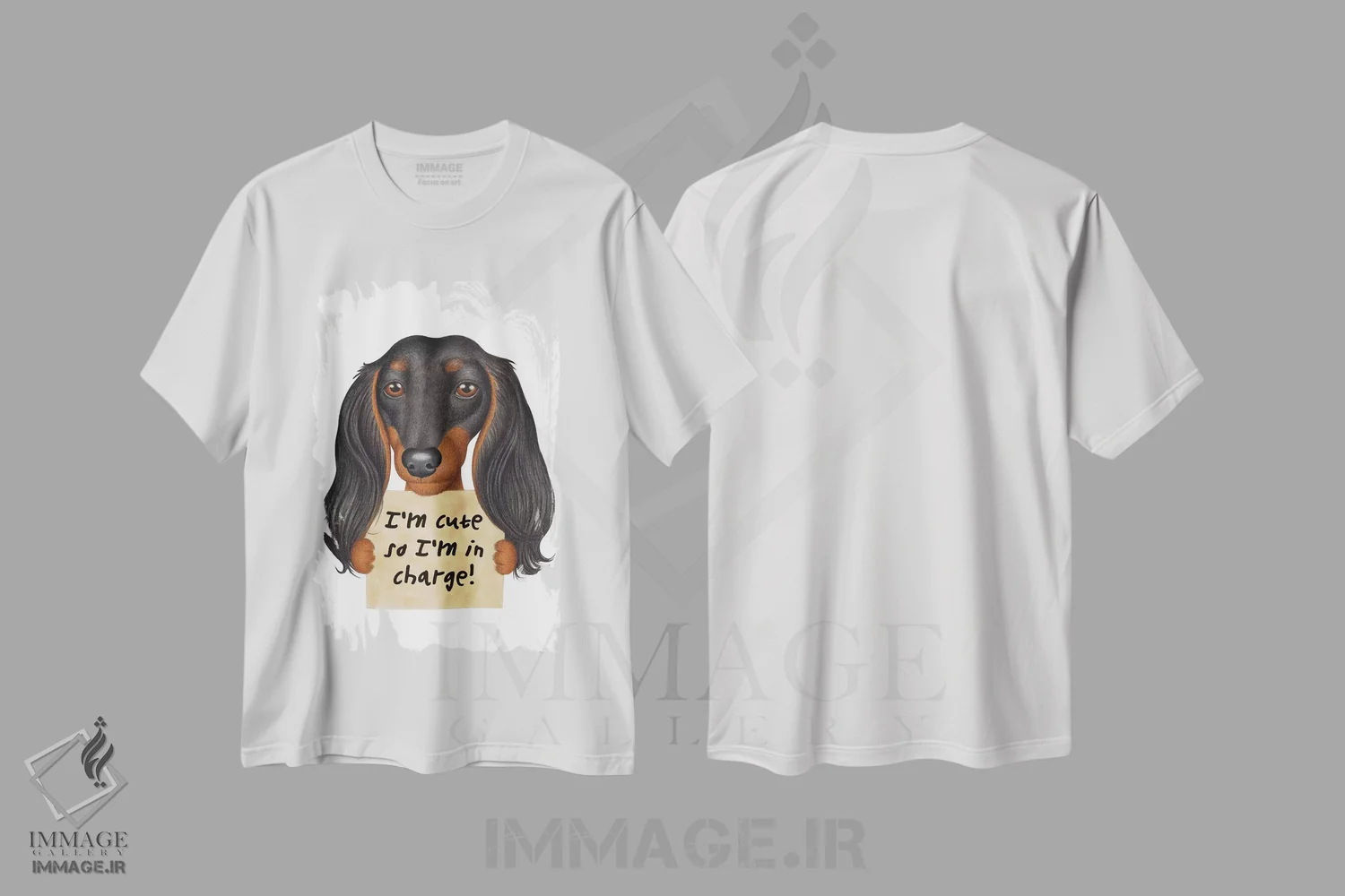 تیشرت سفید طرح دار داشهوند: من بامزه ام، گوش های بلند و پشمالو، تزئینی اثر دنی گوردون | فروشگاه ایماژ