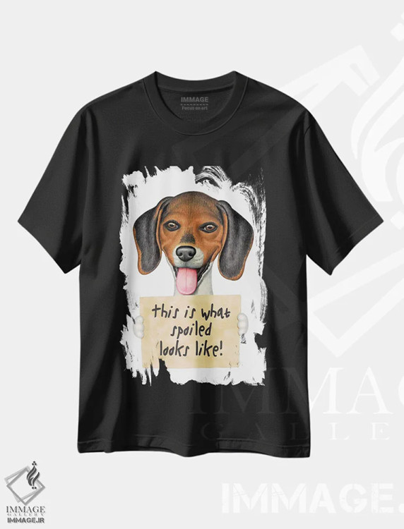 تیشرت مشکی طرح دار بیگل لوس، تزئینی اثر دنی گوردون | فروشگاه ایماژ