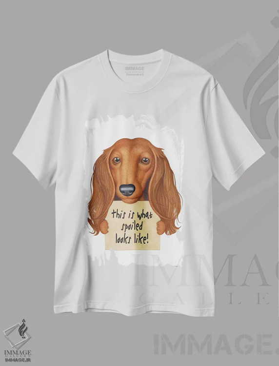 تیشرت سفید طرح دار داشهوند قیافه لوس شده، تزئینی اثر دنی گوردون | immage.ir