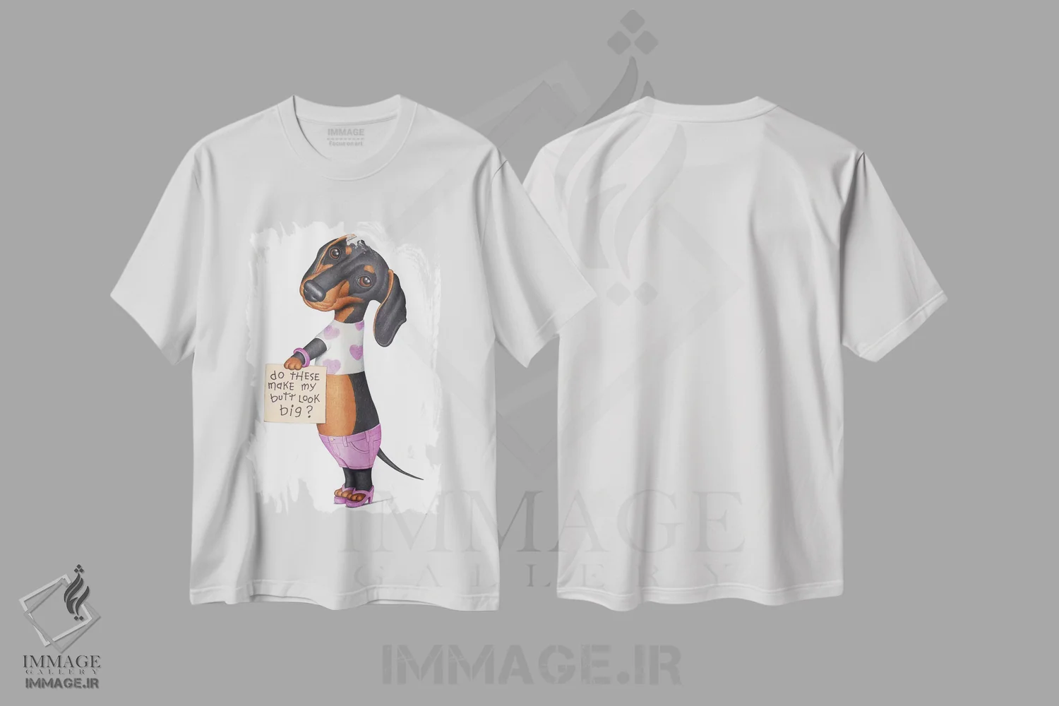 تیشرت سفید طرح دار داشهوند با شلوارک صورتی، تزئینی اثر دنی گوردون | immage.ir