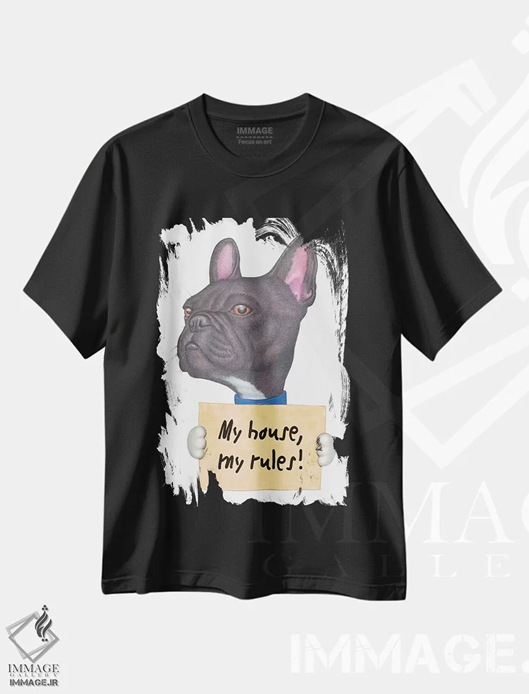 تیشرت مشکی طرح دار خانه من، فرنچ بولداگ، تزئینی اثر دنی گوردون | immage.ir