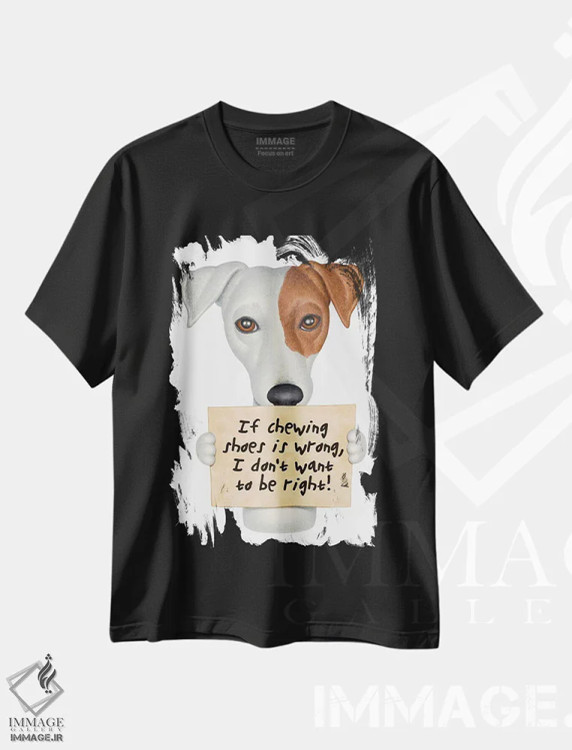 تیشرت مشکی طرح دار میکس جک راسل، تزئینی اثر دنی گوردون | immage.ir