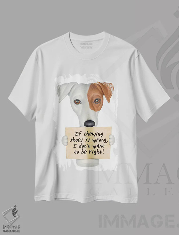 تیشرت سفید طرح دار میکس جک راسل، تزئینی اثر دنی گوردون | فروشگاه ایماژ