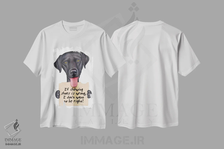 تیشرت سفید طرح دار لابرادور رتریور: نمی خوام حق با من باشه - مشکی، تزئینی اثر دنی گوردون | immage.ir