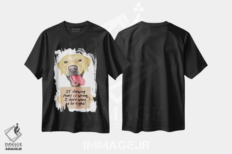 تیشرت مشکی طرح دار لابرادور رتریور: نمی خوام حق با من باشه - طلایی، تزئینی اثر دنی گوردون | فروشگاه ایماژ