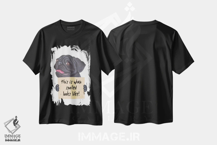 تیشرت مشکی طرح دار پاگ مشکی، تزئینی اثر دنی گوردون | فروشگاه ایماژ
