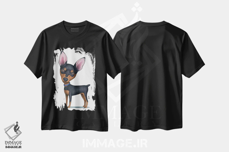 تیشرت مشکی طرح دار مینیاتور پینشر، تزئینی اثر دنی گوردون | immage.ir