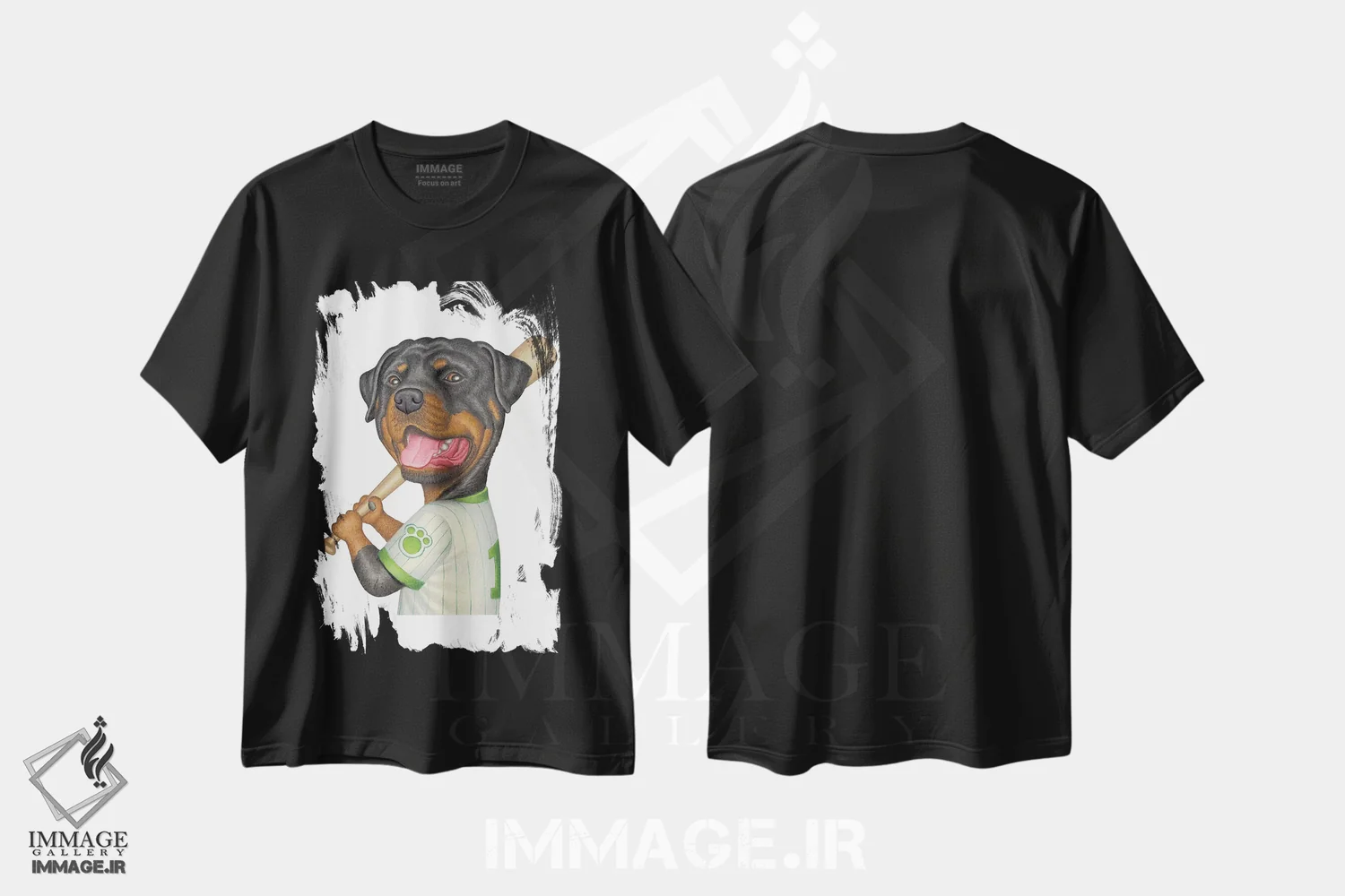 تیشرت مشکی طرح دار روتوایلر بازیکن بیسبال، تزئینی اثر دنی گوردون | immage.ir