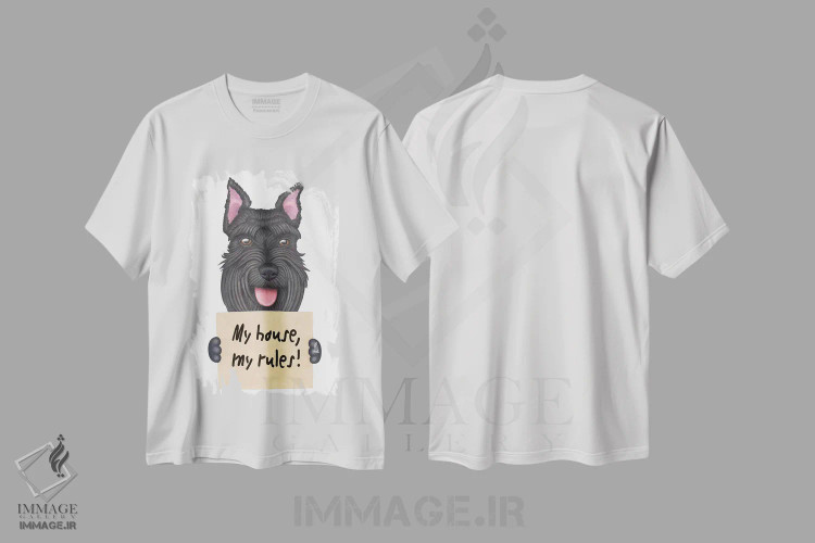 تیشرت سفید طرح دار شناوزر: خانهٔ من، تزئینی اثر دنی گوردون | فروشگاه ایماژ