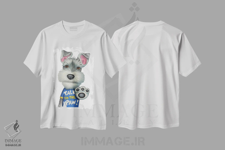 تیشرت سفید طرح دار شناوزر: با پنجه صحبت کن، تزئینی اثر دنی گوردون | immage.ir