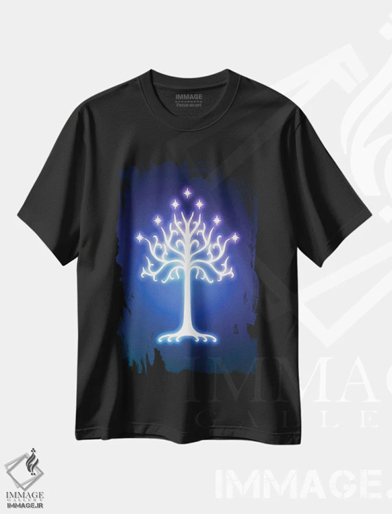 تیشرت مشکی طرح دار درخت نئونی، هنر دیجیتال اثر دانی آرت | فروشگاه ایماژ