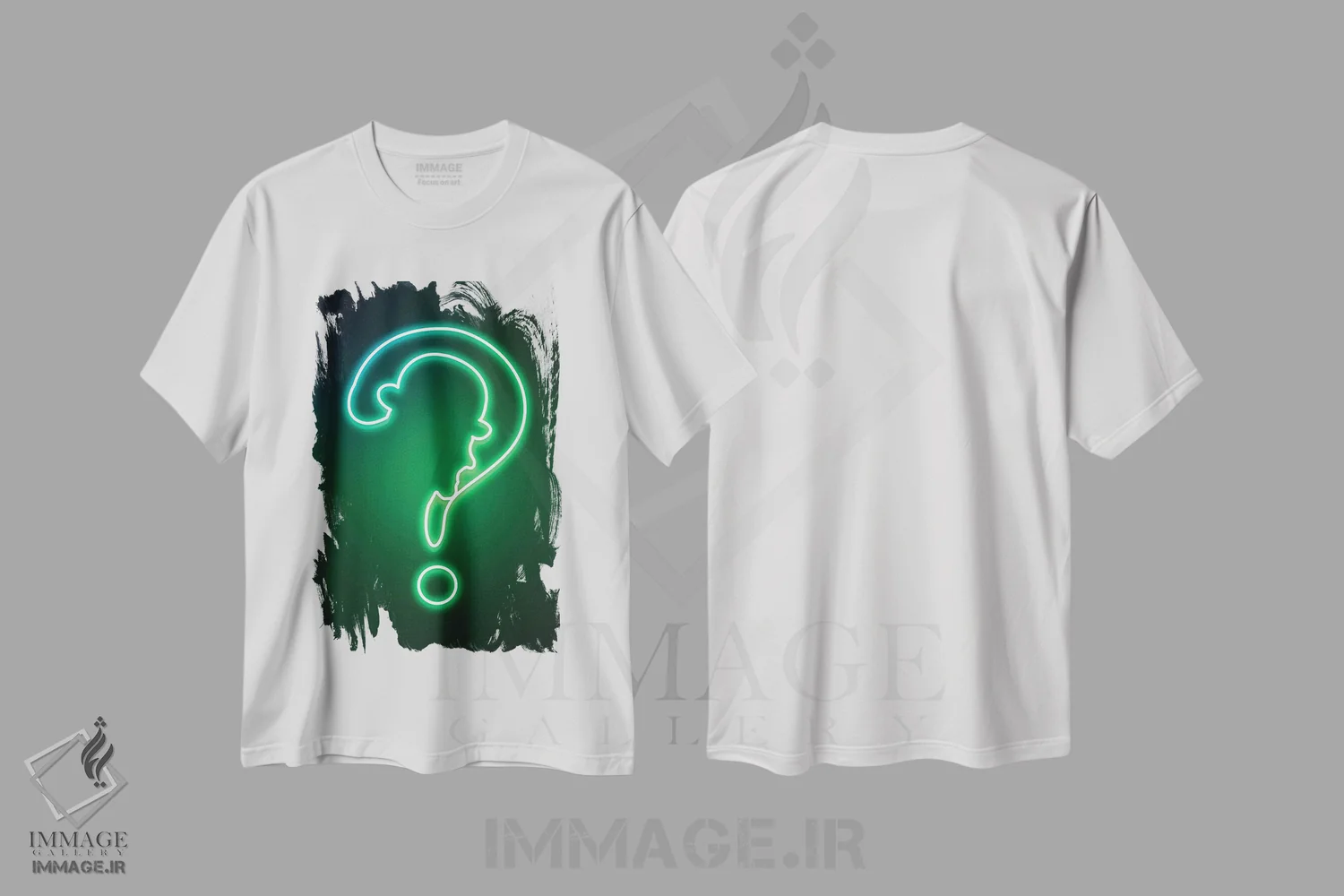 تیشرت سفید طرح دار معمای نئونی، هنر دیجیتال اثر دانی آرت | فروشگاه ایماژ