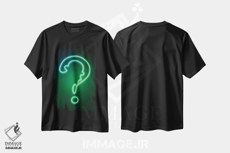 تیشرت مشکی طرح دار معمای نئونی، هنر دیجیتال اثر دانی آرت | immage.ir