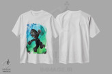 تیشرت سفید طرح دار روح لوله کش سبز، هنر دیجیتال اثر دانی آرت | فروشگاه ایماژ