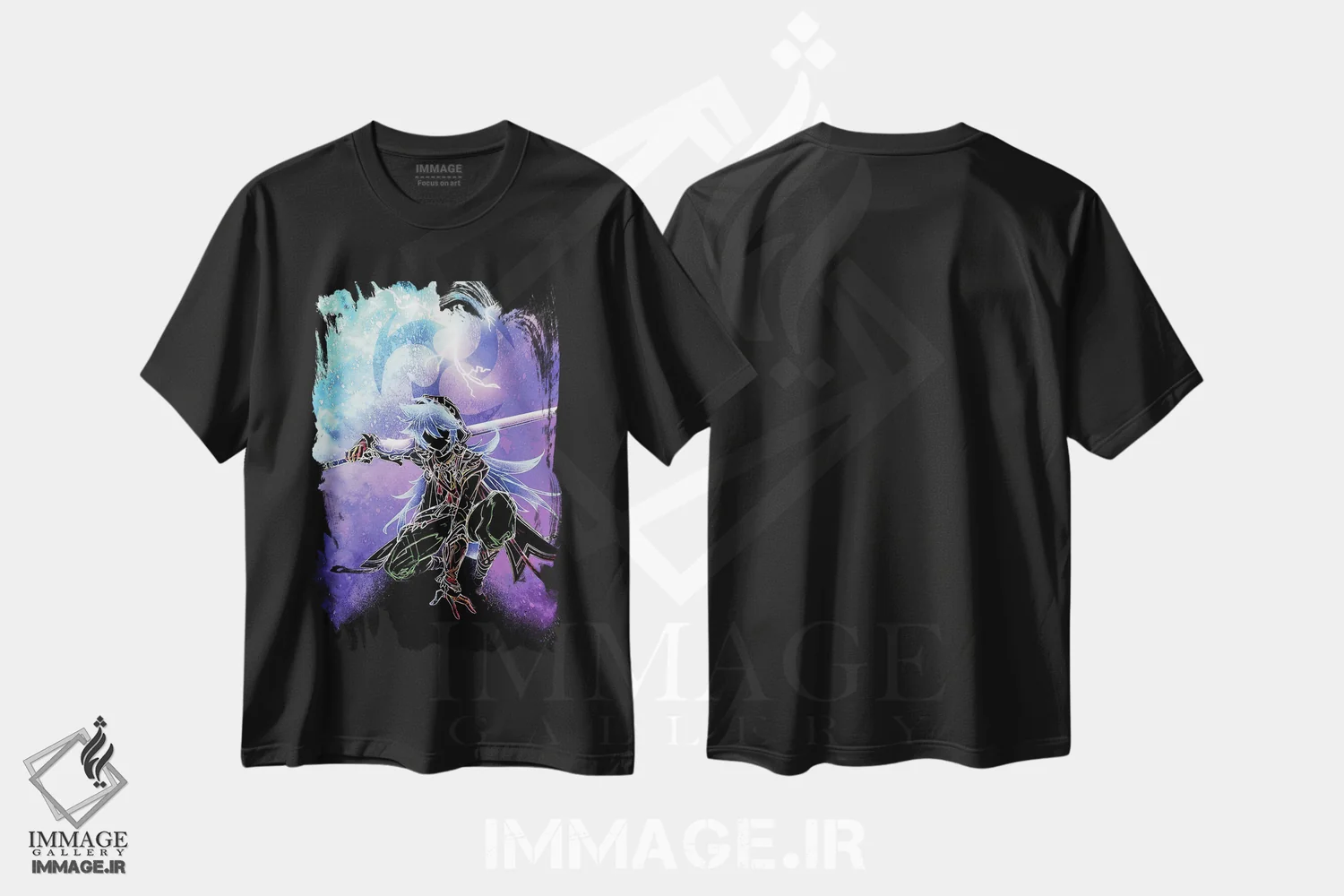 تیشرت مشکی طرح دار روح گرگ برقی، هنر دیجیتال اثر دانی آرت | فروشگاه ایماژ