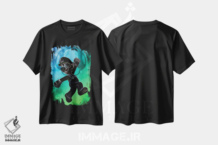 تیشرت مشکی طرح دار روح لوله کش سبز، هنر دیجیتال اثر دانی آرت | immage.ir
