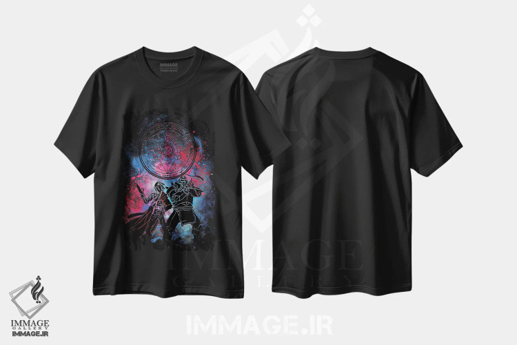 تیشرت مشکی طرح دار هنر کیمیاگر، هنر دیجیتال اثر دانی آرت | فروشگاه ایماژ