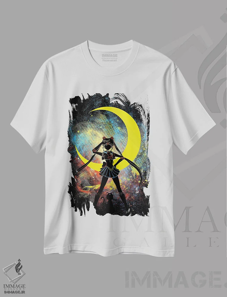 تیشرت سفید طرح دار هنر ماه، هنر دیجیتال اثر دانی آرت | فروشگاه ایماژ