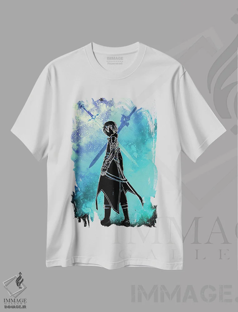 تیشرت سفید طرح دار روح شمشیرباز سیاه، هنر دیجیتال اثر دانی آرت | immage.ir