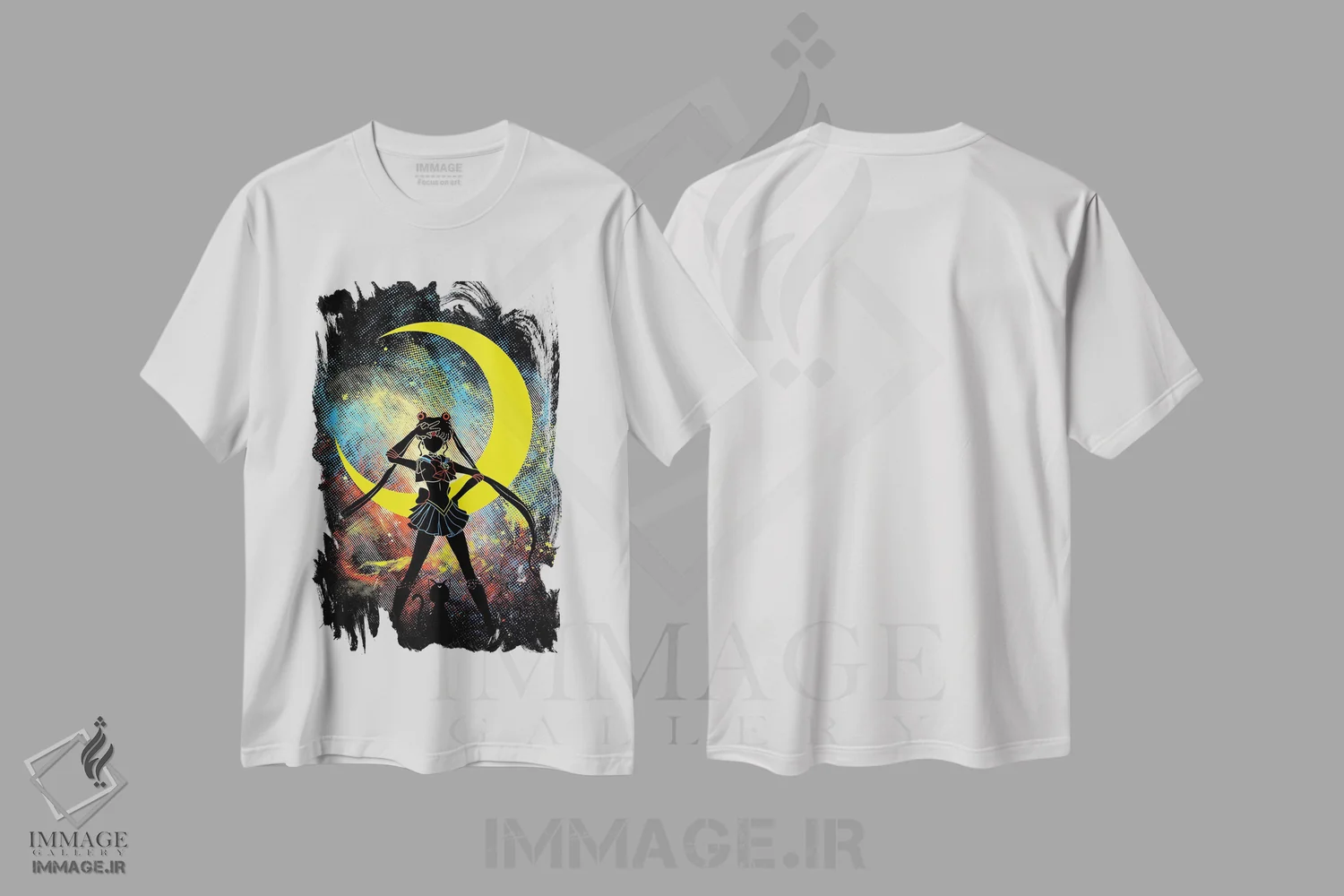 تیشرت سفید طرح دار هنر ماه، هنر دیجیتال اثر دانی آرت | فروشگاه ایماژ