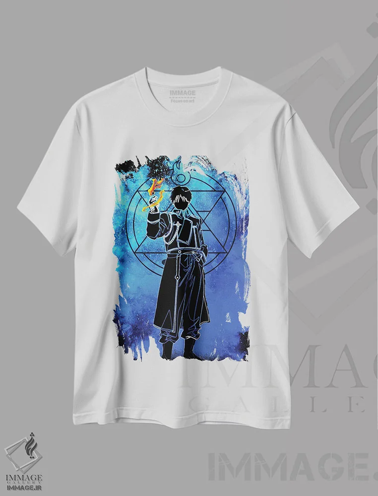 تیشرت سفید طرح دار روح کیمیاگر آتش، هنر دیجیتال اثر دانی آرت | immage.ir