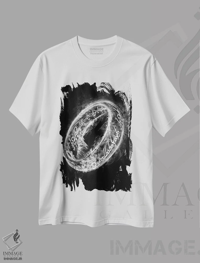 تیشرت سفید طرح دار حلقهٔ دودی، هنر دیجیتال اثر دانی آرت | فروشگاه ایماژ