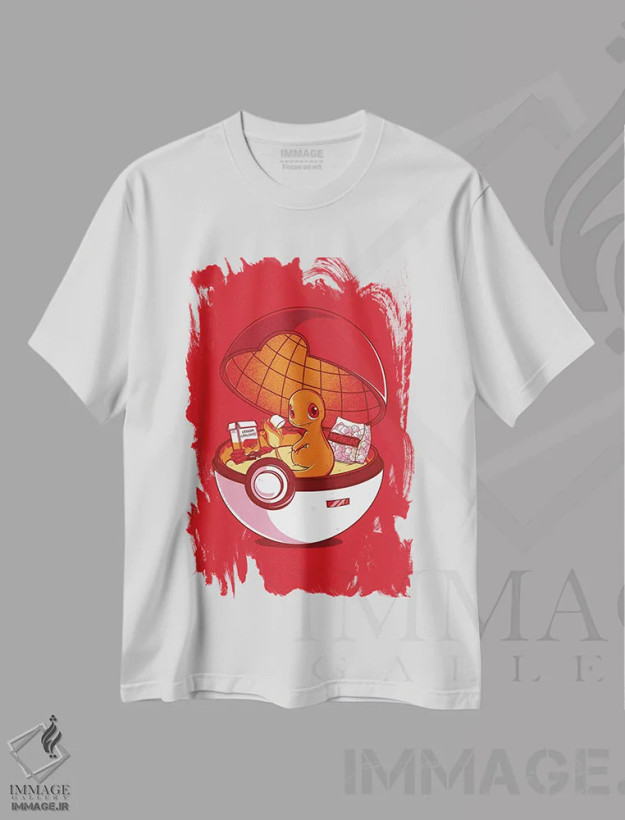 تیشرت سفید طرح دار خانهٔ پوکه قرمز، هنر دیجیتال اثر دانی آرت | فروشگاه ایماژ