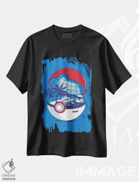 تیشرت مشکی طرح دار خانهٔ پوکه آبی، هنر دیجیتال اثر دانی آرت | فروشگاه ایماژ