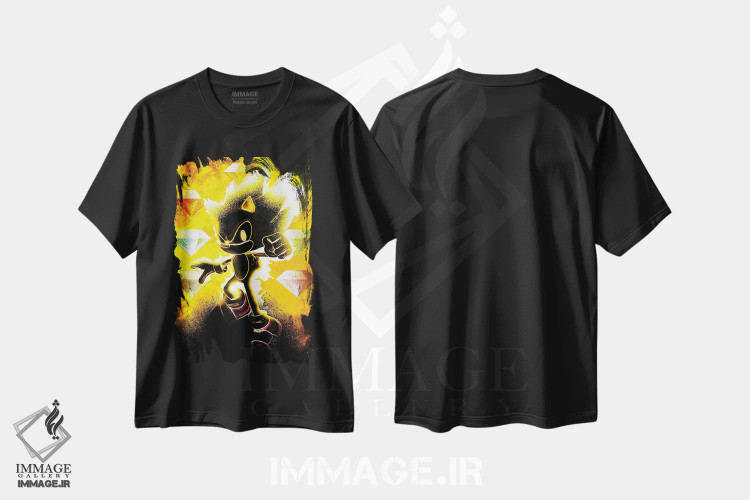 تیشرت مشکی طرح دار روح جوجه تیغی طلایی، هنر دیجیتال اثر دانی آرت | فروشگاه ایماژ