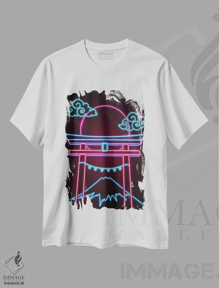 تیشرت سفید طرح دار توریی نئونی، هنر دیجیتال اثر دانی آرت | فروشگاه ایماژ