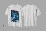 تیشرت سفید طرح دار موج بزرگ نئونی، هنر دیجیتال اثر دانی آرت | immage.ir