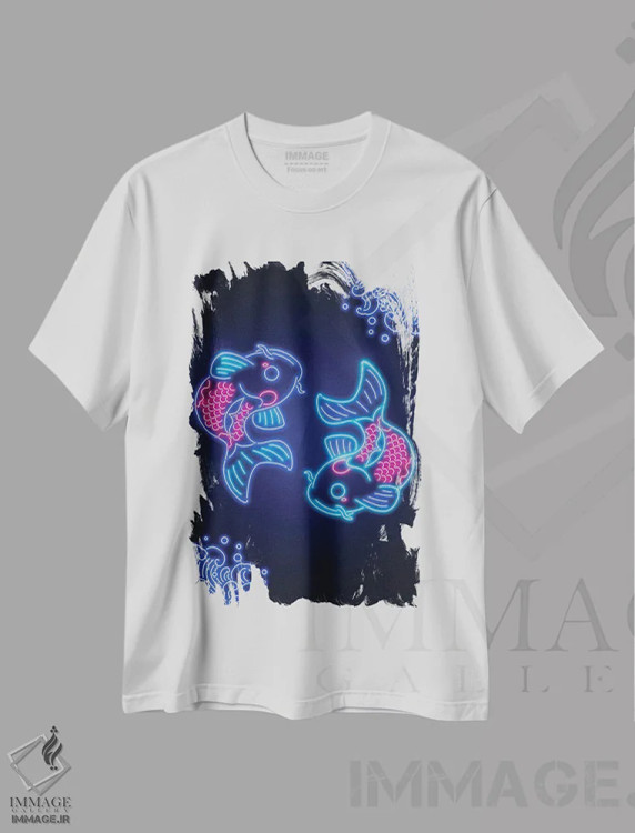تیشرت سفید طرح دار کوینئونی، هنر دیجیتال اثر دانی آرت | immage.ir