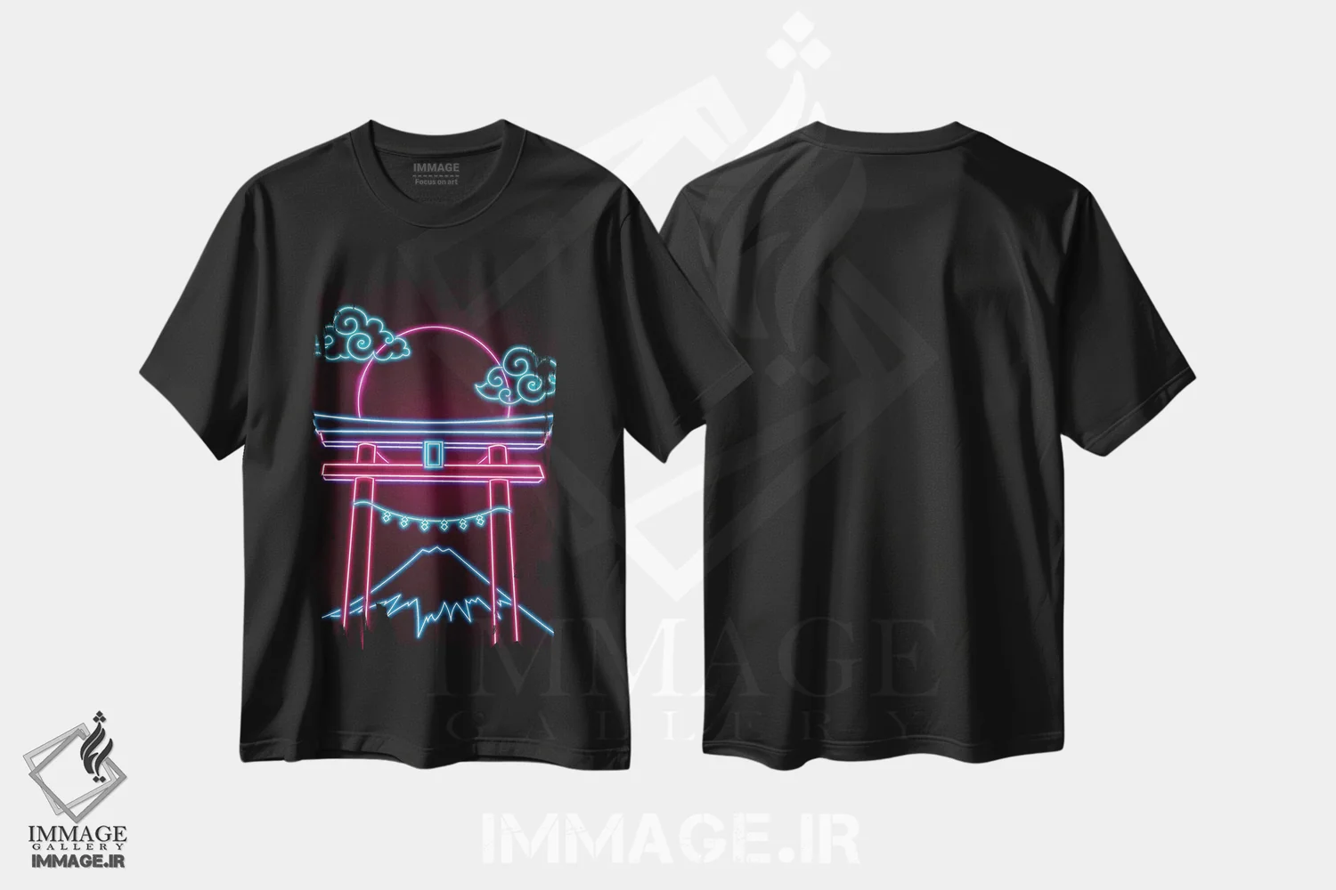 تیشرت مشکی طرح دار توریی نئونی، هنر دیجیتال اثر دانی آرت | immage.ir