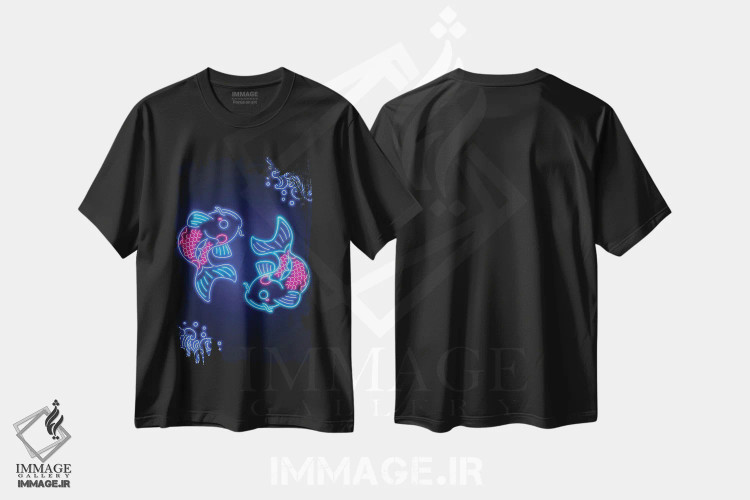 تیشرت مشکی طرح دار کوینئونی، هنر دیجیتال اثر دانی آرت | فروشگاه ایماژ