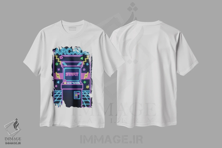 تیشرت سفید طرح دار آرکید نئونی، هنر دیجیتال اثر دانی آرت | immage.ir