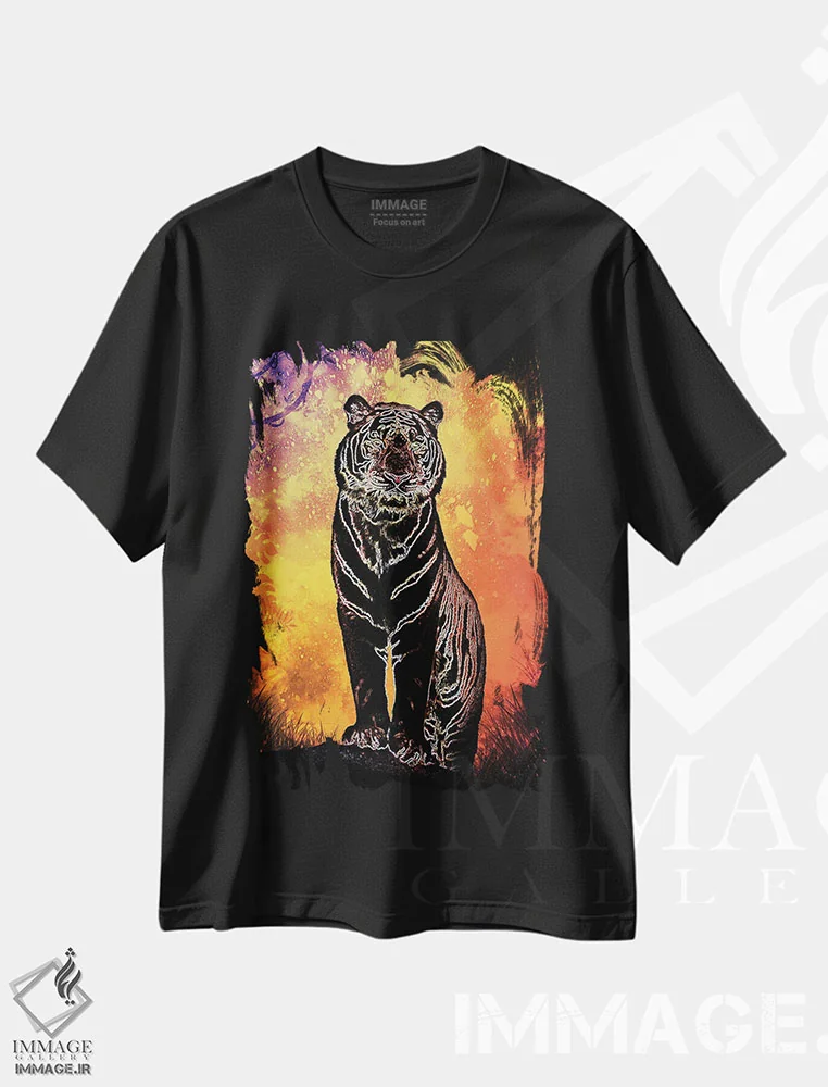 تیشرت مشکی طرح دار روح ببر، هنر دیجیتال اثر دانی آرت | فروشگاه ایماژ